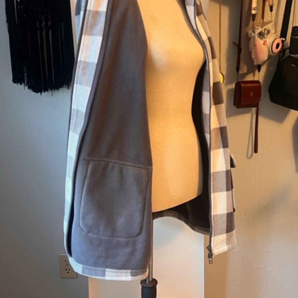 Checkered Pattern Hooded Coat - image 5